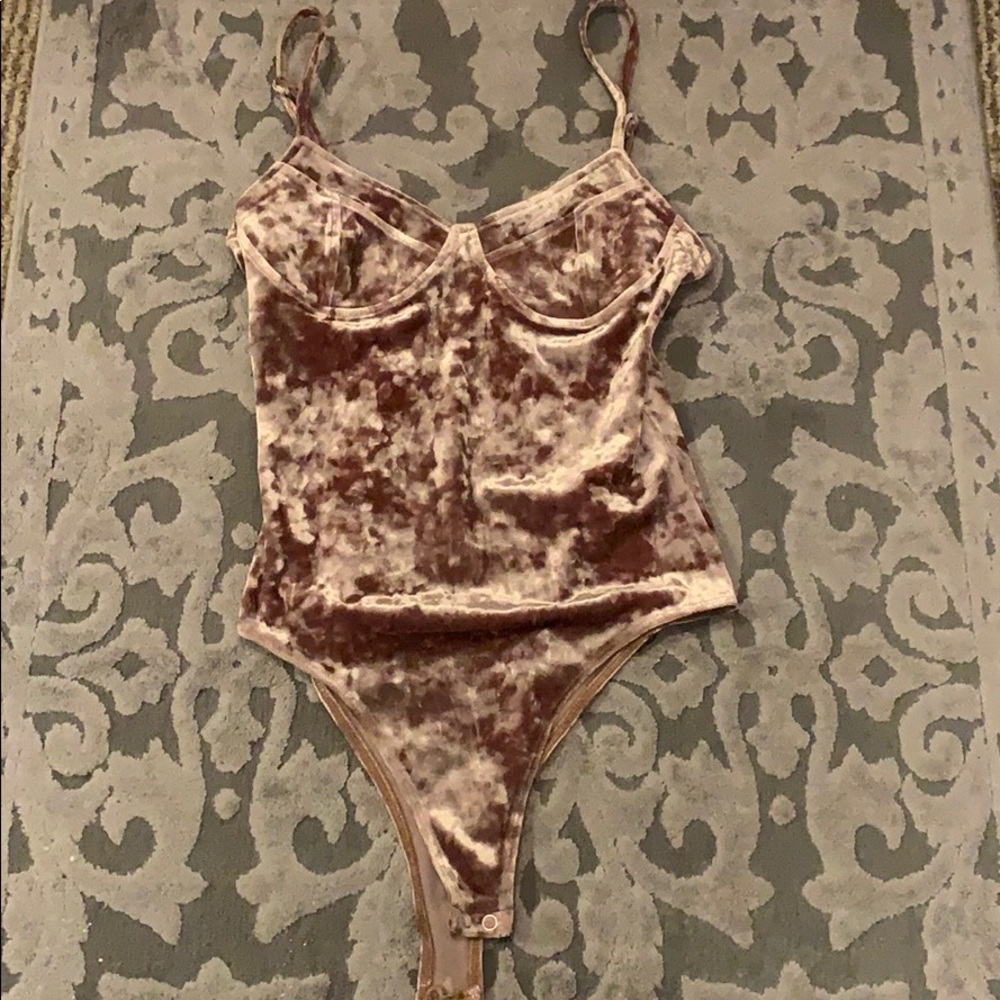 Pink velvet bodysuit